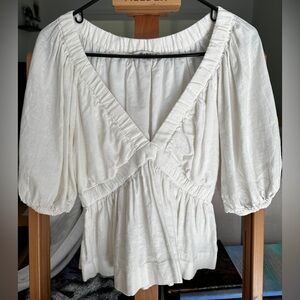 Abercrombie &Fitch Linen Cotton Mix Elegant White Top